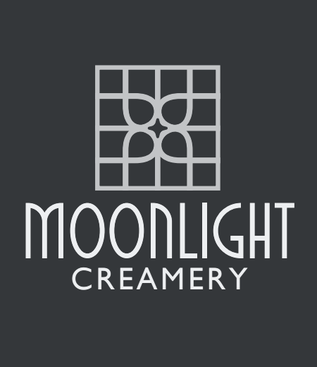 A logo with the words 'Moonlight Creamery' under it