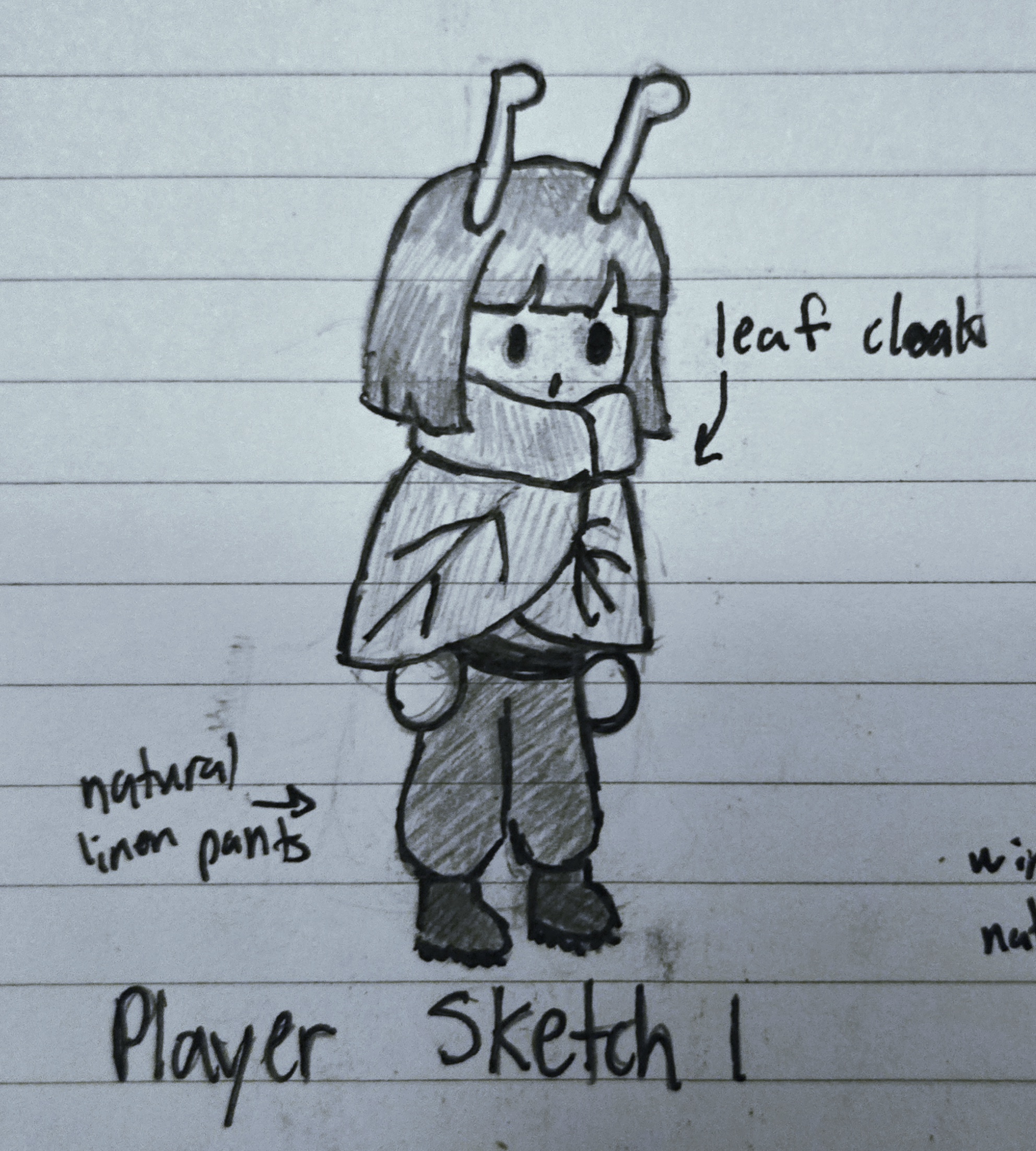 A sketch of a cartoon player character